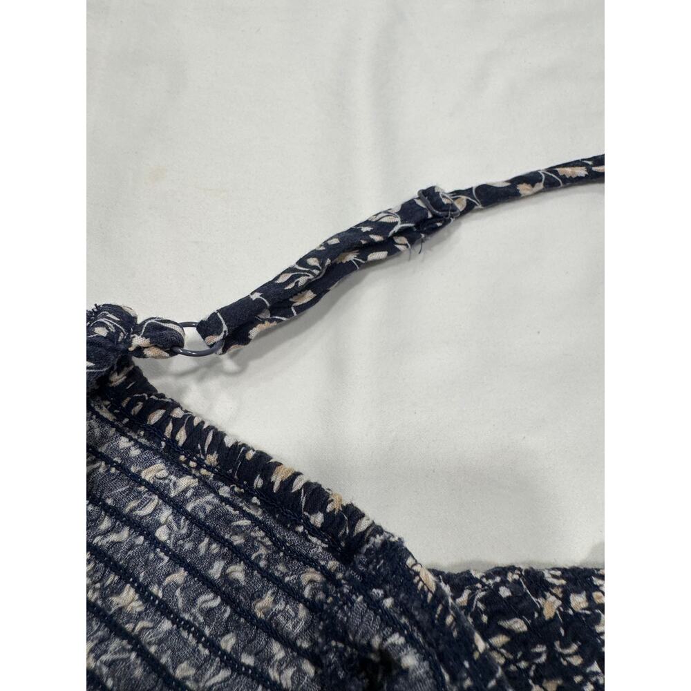 Old Navy Smocked Jersey Cami Jumpsuit XL Blue Ditsy Floral Square Neck Spaghetti - Picture 10 of 12